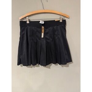 PINK Victorias Secret Pleated Tennis Skort Large Black Athleisure Skirt Mesh